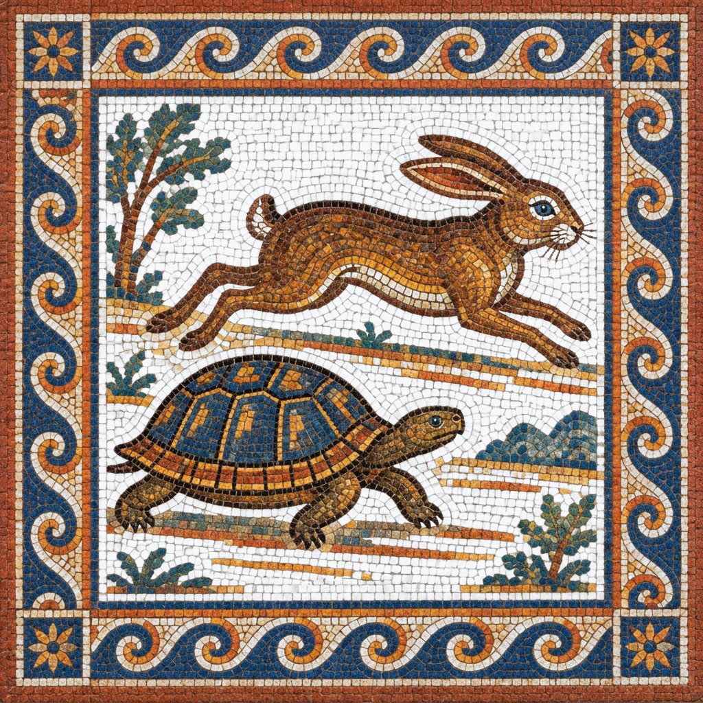 Mosaic of The Hare and the Tortoise