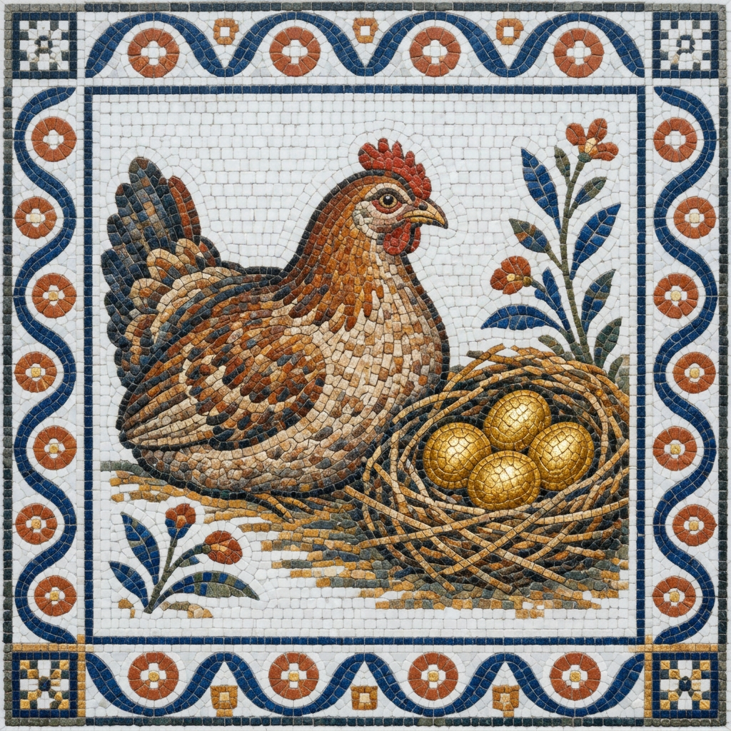 Mosaic of The Hen and the Golden Eggs