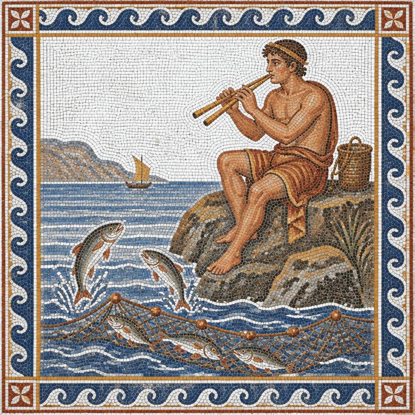 Mosaic of The Fisherman Piping