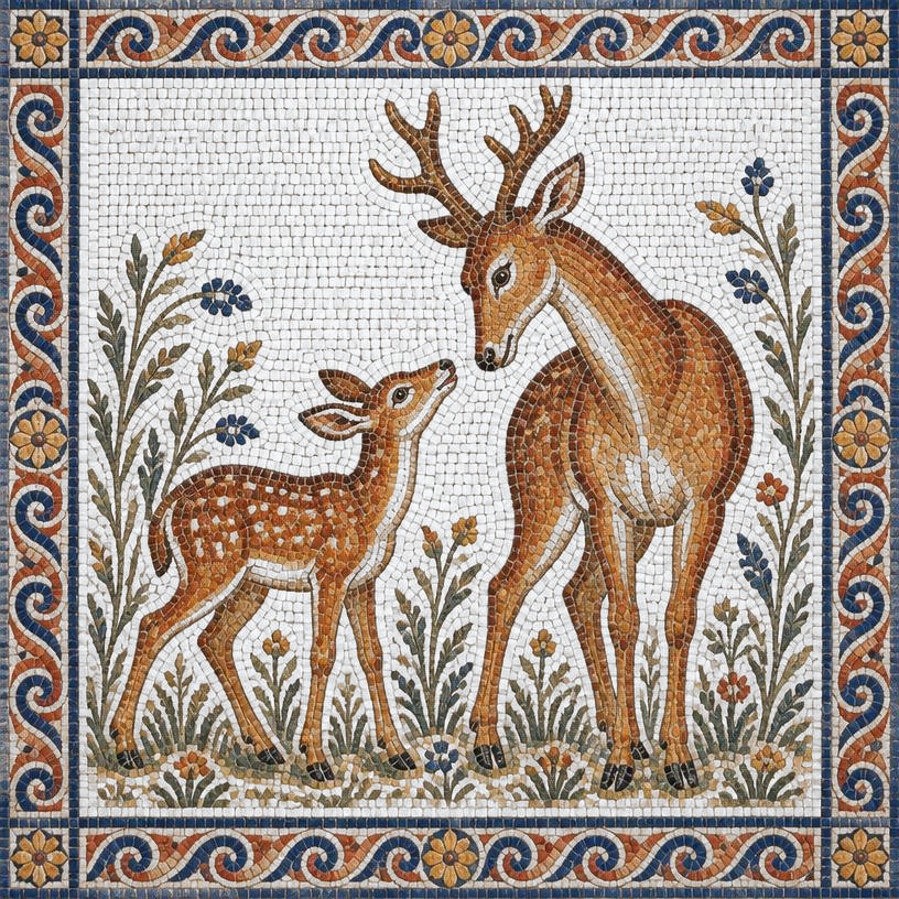 Mosaic of The Fawn and His Mother