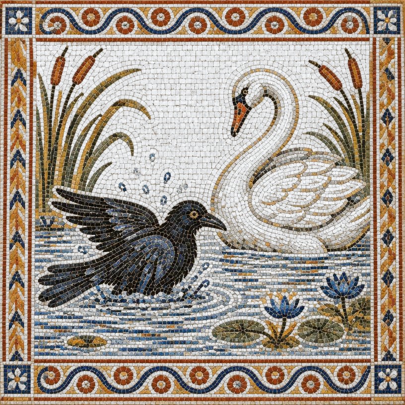 Mosaic of The Raven and the Swan
