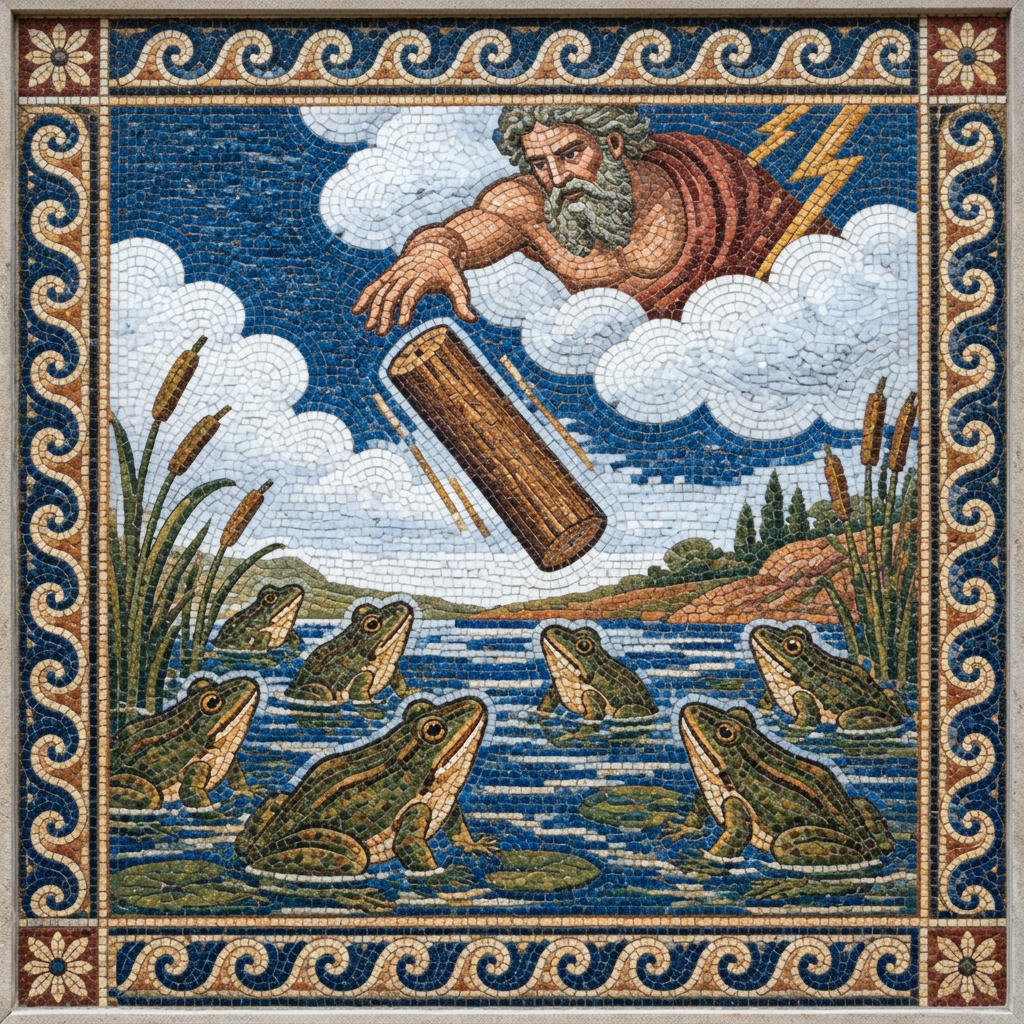 Mosaic of The Frogs Asking for a King