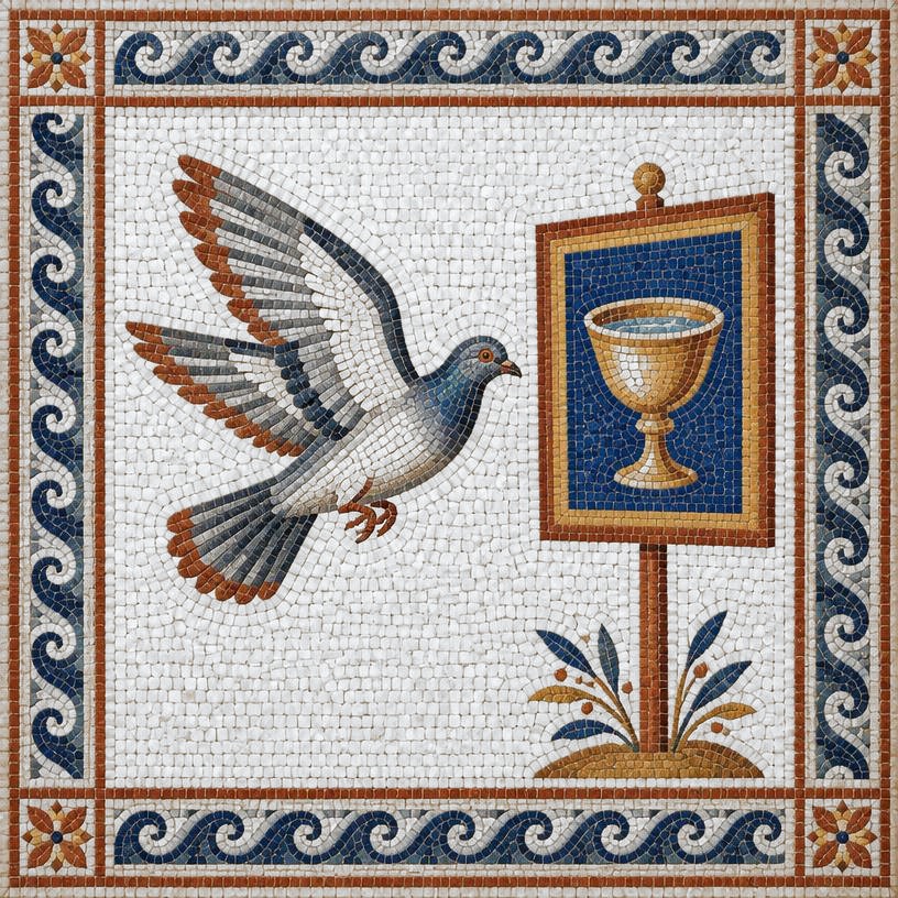 Mosaic of The Thirsty Pigeon
