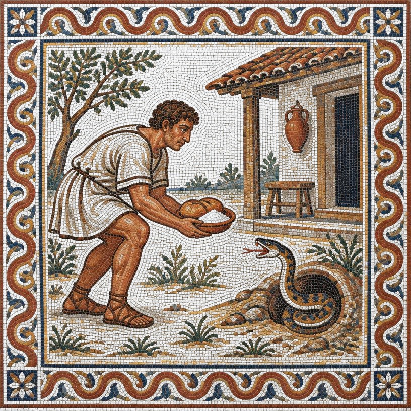 Mosaic of The Laborer and the Snake