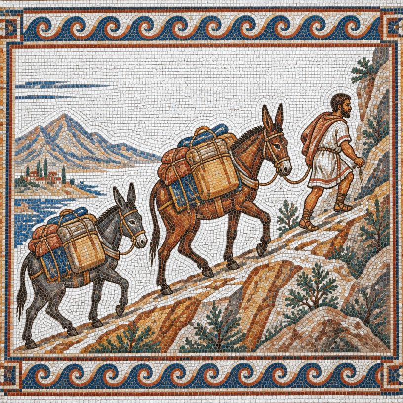 Mosaic of The Ass and the Mule