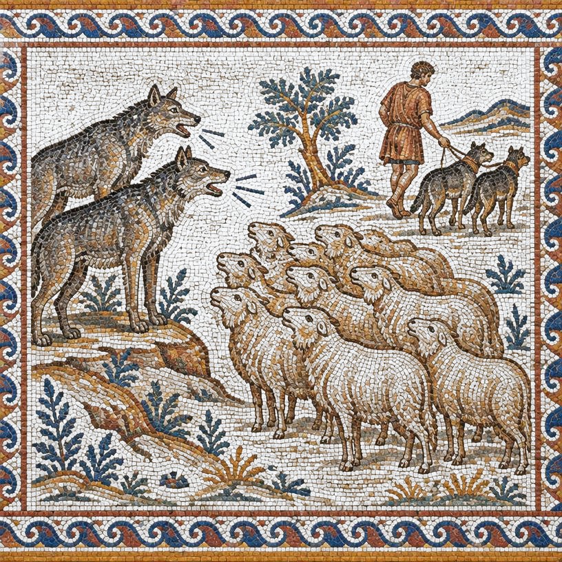 Mosaic of The Wolves and the Sheep