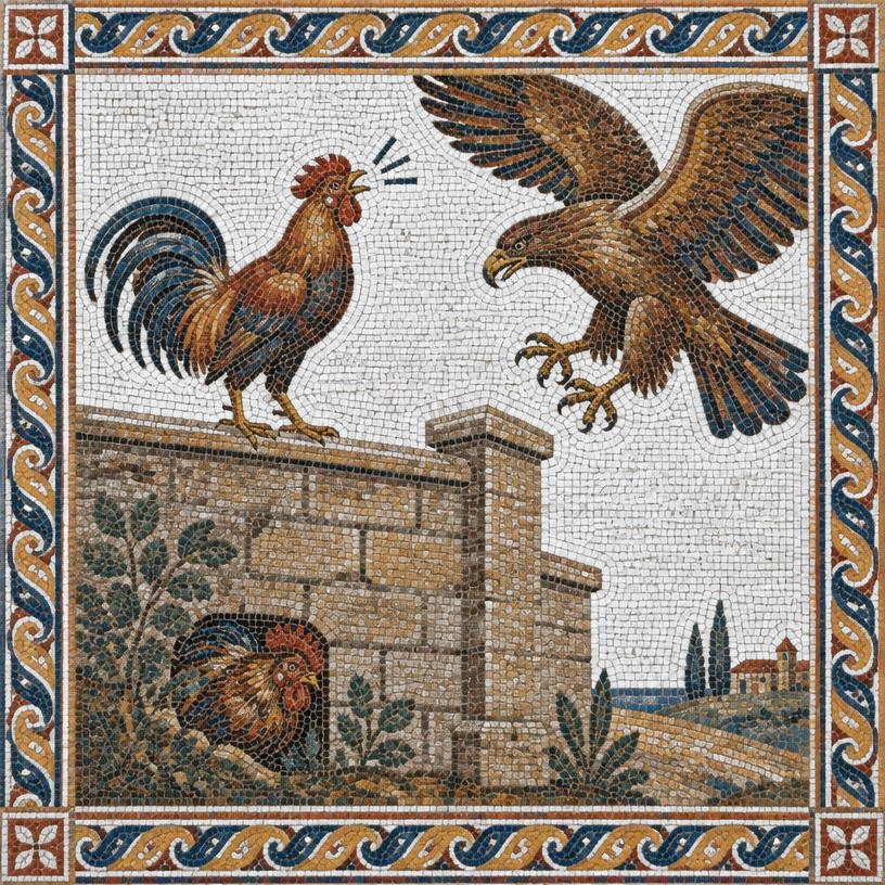 Mosaic of The Fighting Cocks and the Eagle