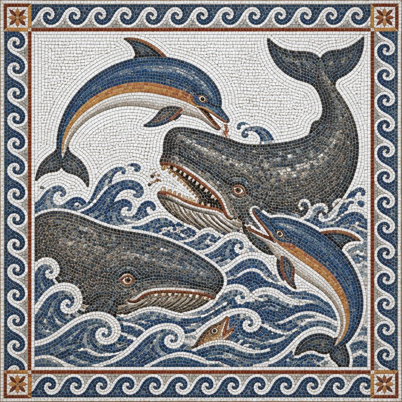 Mosaic of The Dolphins, the Whales, and the Sprat