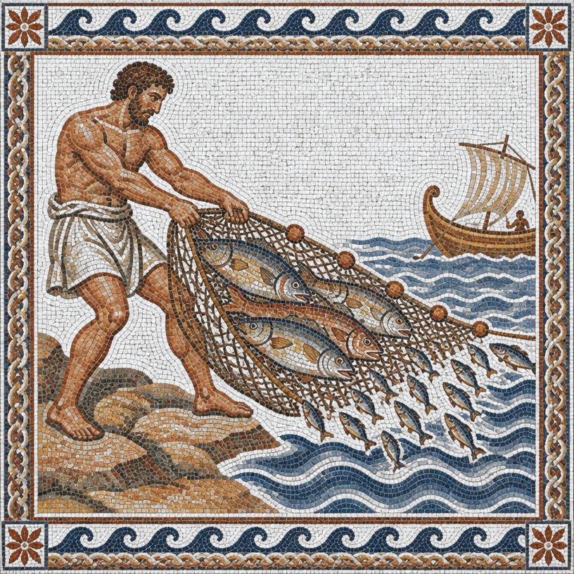 Mosaic of The Fisherman and His Nets