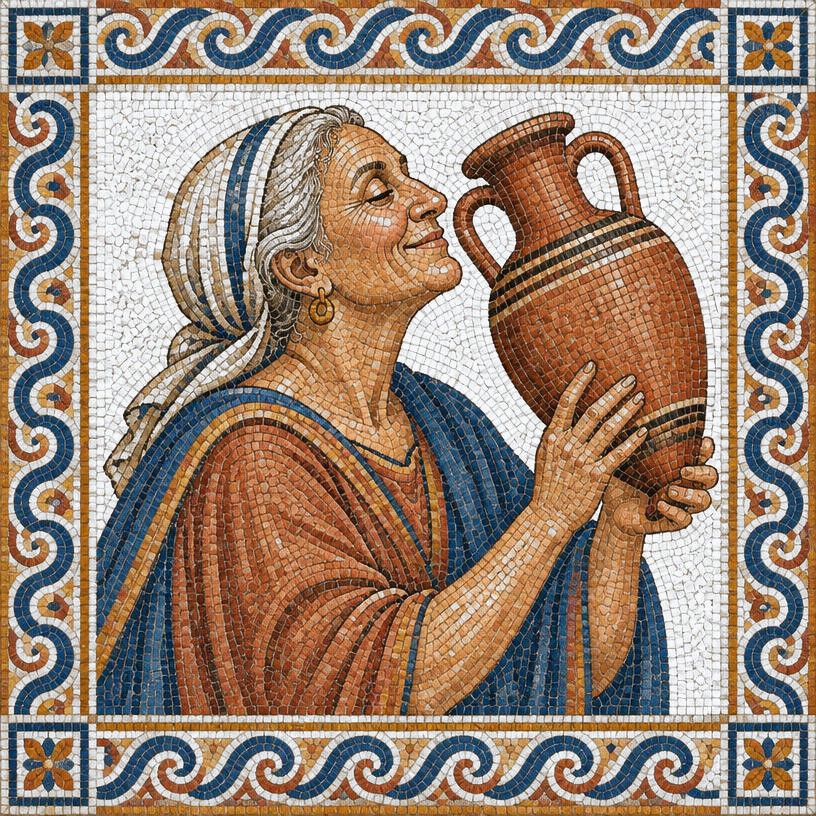Mosaic of The Old Woman and the Wine-Jar