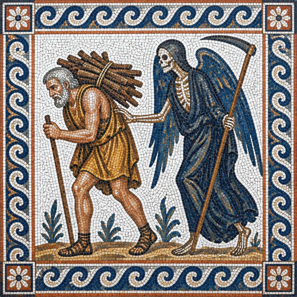 Mosaic of The Old Man and Death