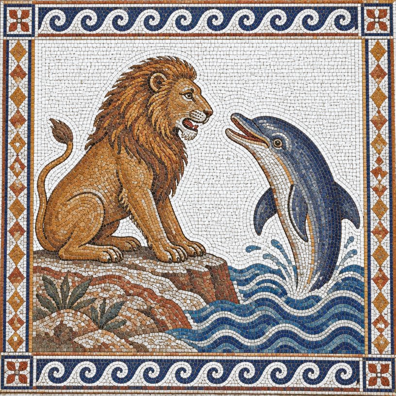 Mosaic of The Lion and the Dolphin