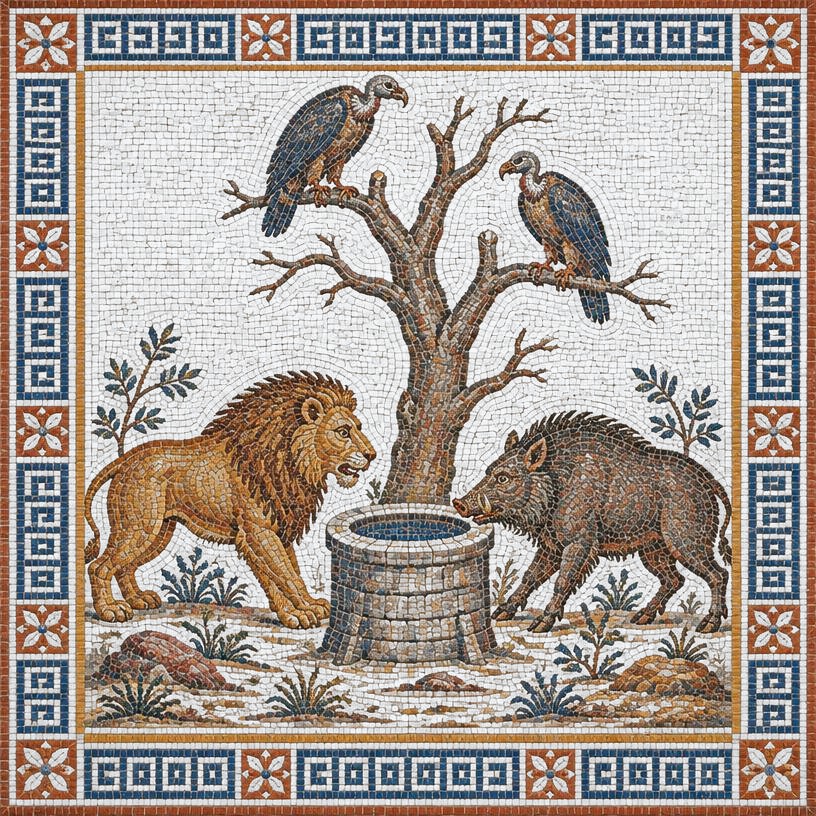 Mosaic of The Lion and the Boar