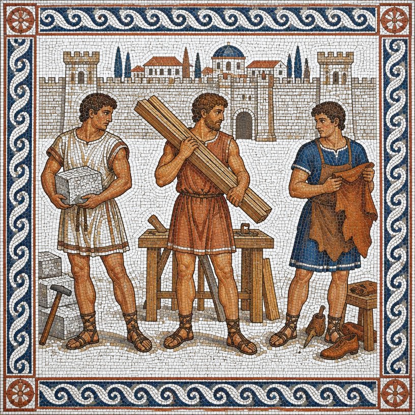 Mosaic of The Three Tradesmen