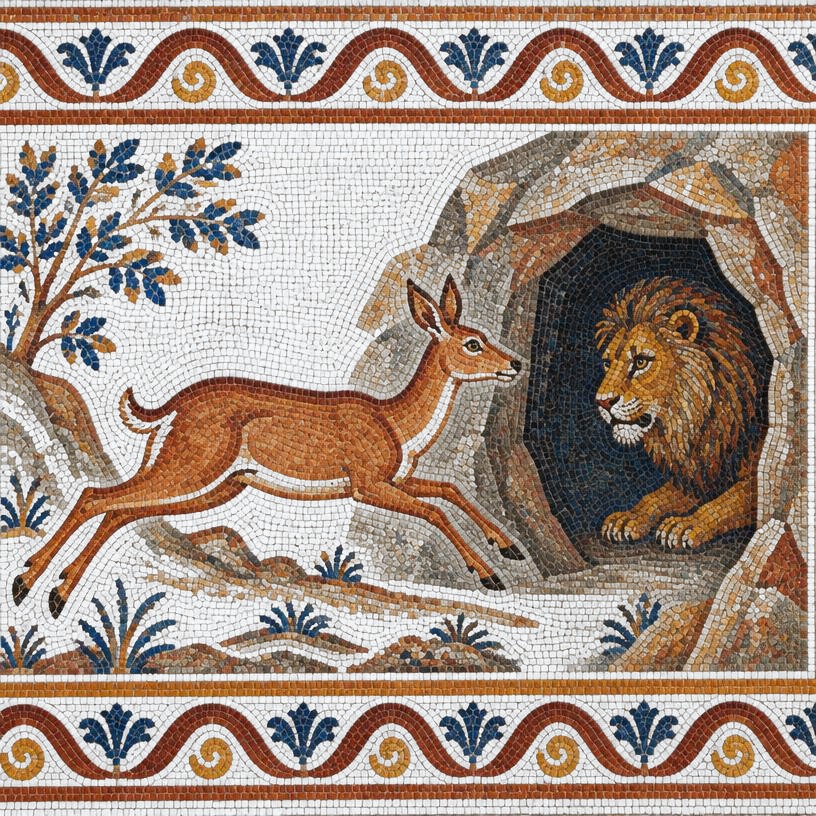 Mosaic of The Doe and the Lion