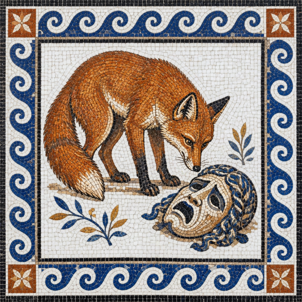 Mosaic of The Fox and the Mask