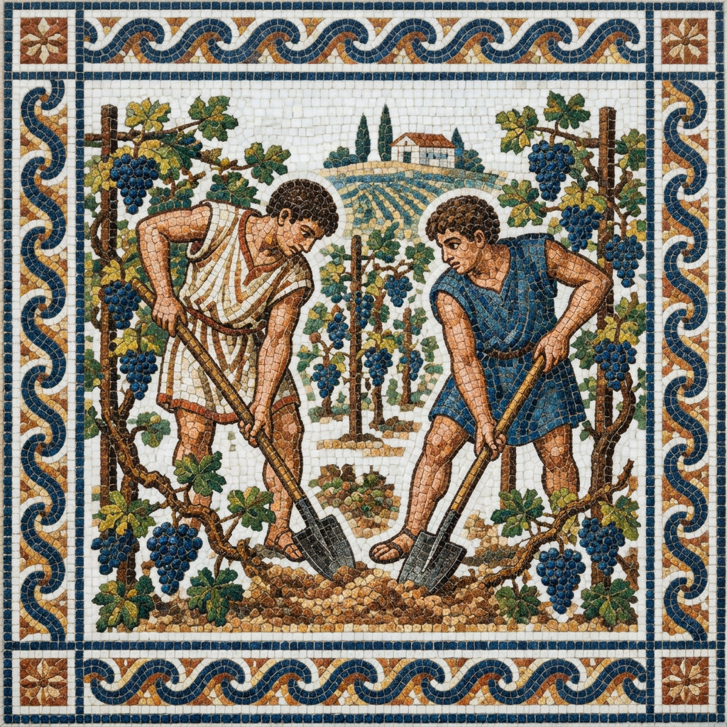 Mosaic of The Farmer and His Sons