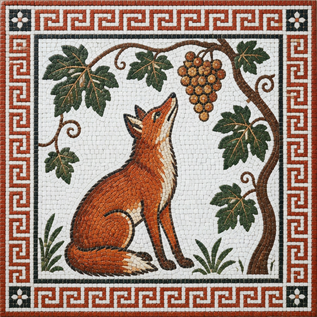 Mosaic of The Fox and the Grapes