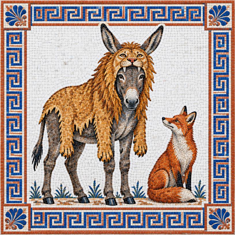 Mosaic of The Ass in the Lion’s Skin