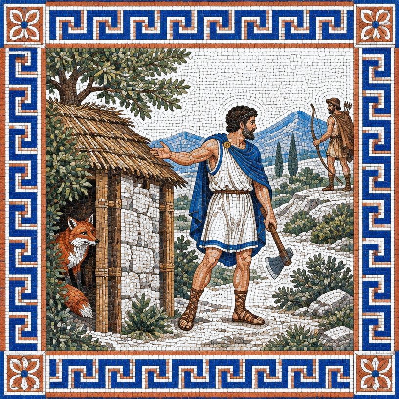 Mosaic of The Fox and the Woodcutter