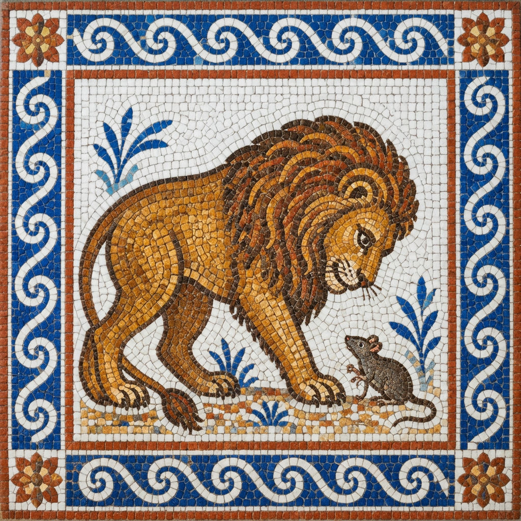 Mosaic of The Lion and the Mouse