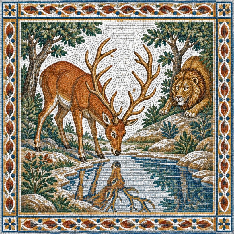 Mosaic of The Stag at the Pool