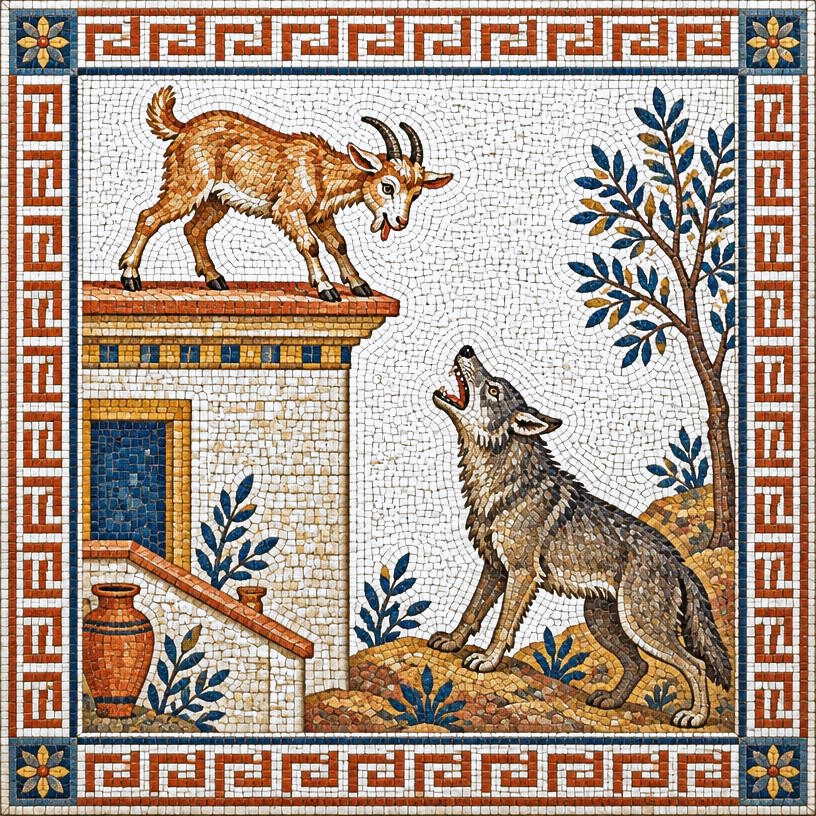 Mosaic of The Kid and the Wolf