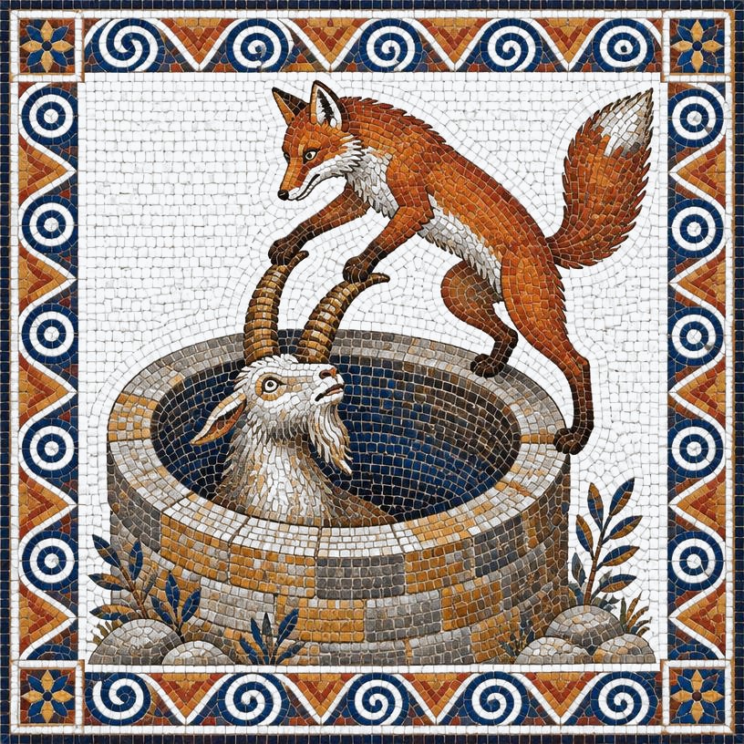 Mosaic of The Fox and the Goat