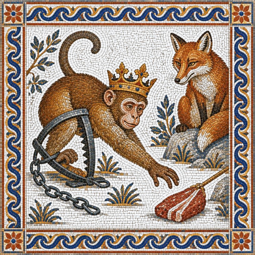 Mosaic of The Fox and the Monkey