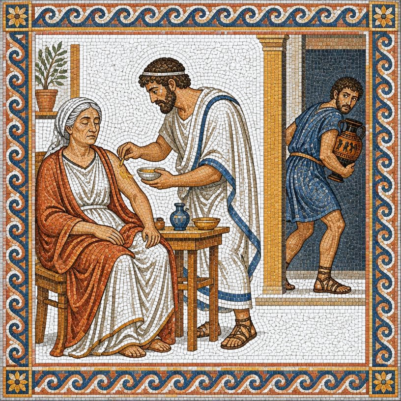 Mosaic of The Old Woman and the Physician