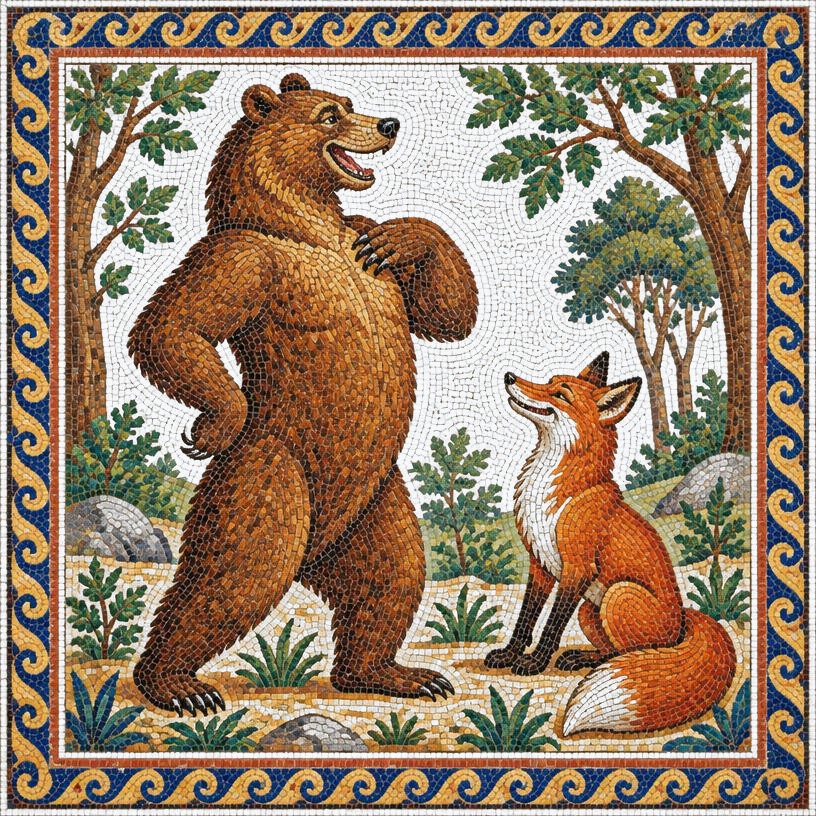 Mosaic of The Bear and the Fox