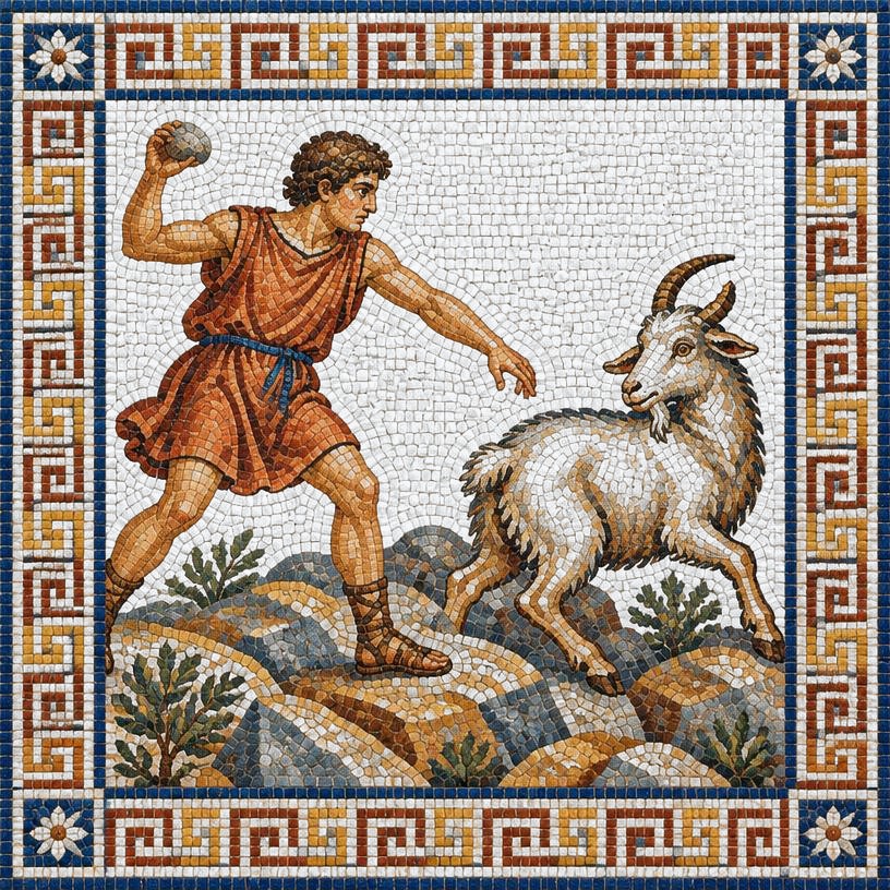 Mosaic of The Goat and the Goatherd