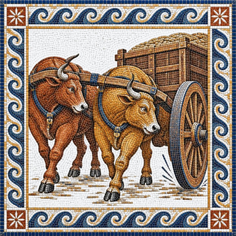 Mosaic of The Oxen and the Axle-Trees