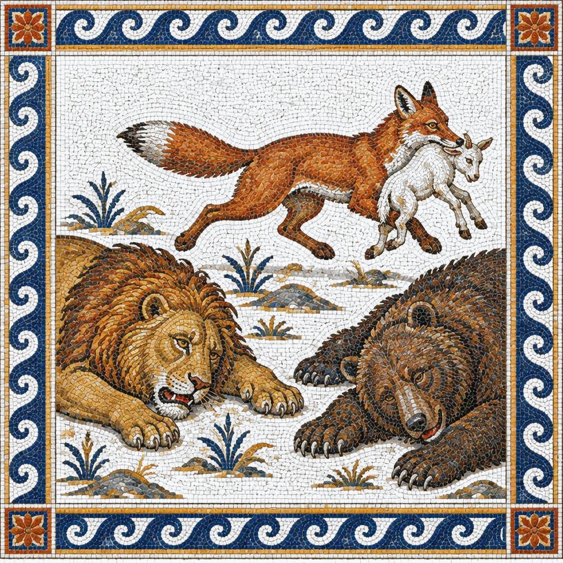 Mosaic of The Lion, the Bear, and the Fox