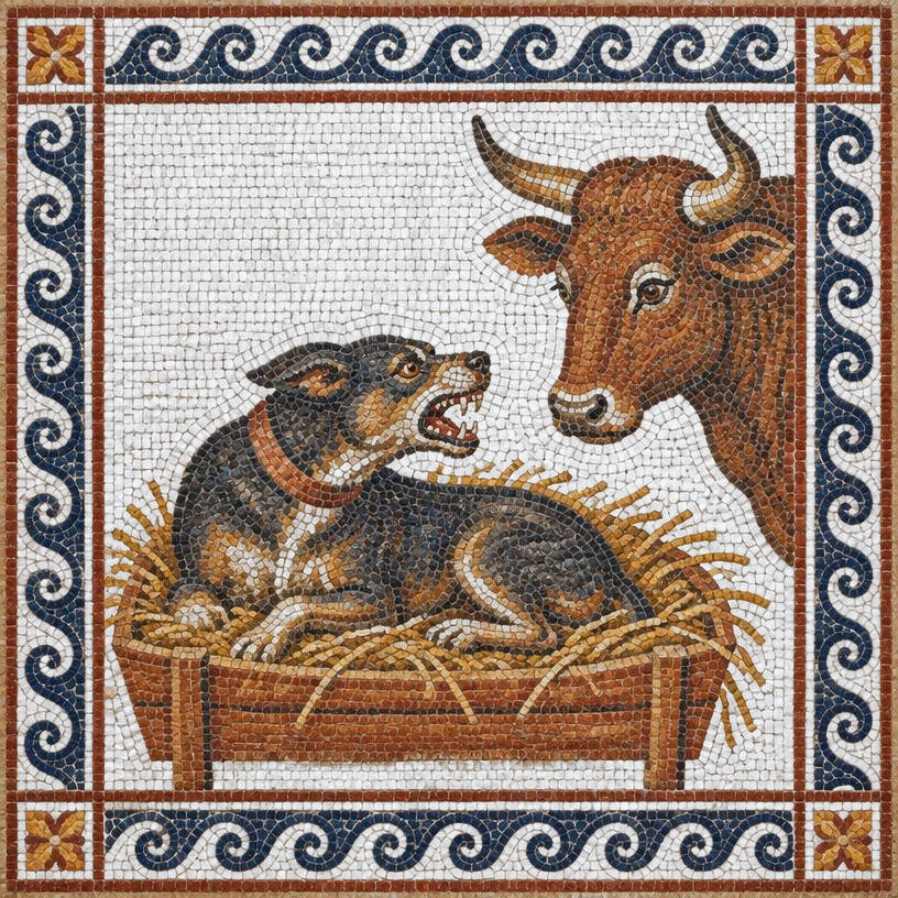 Mosaic of The Dog in the Manger