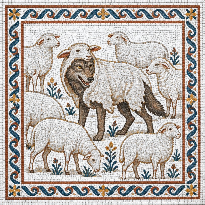 Mosaic of The Wolf in Sheep's Clothing
