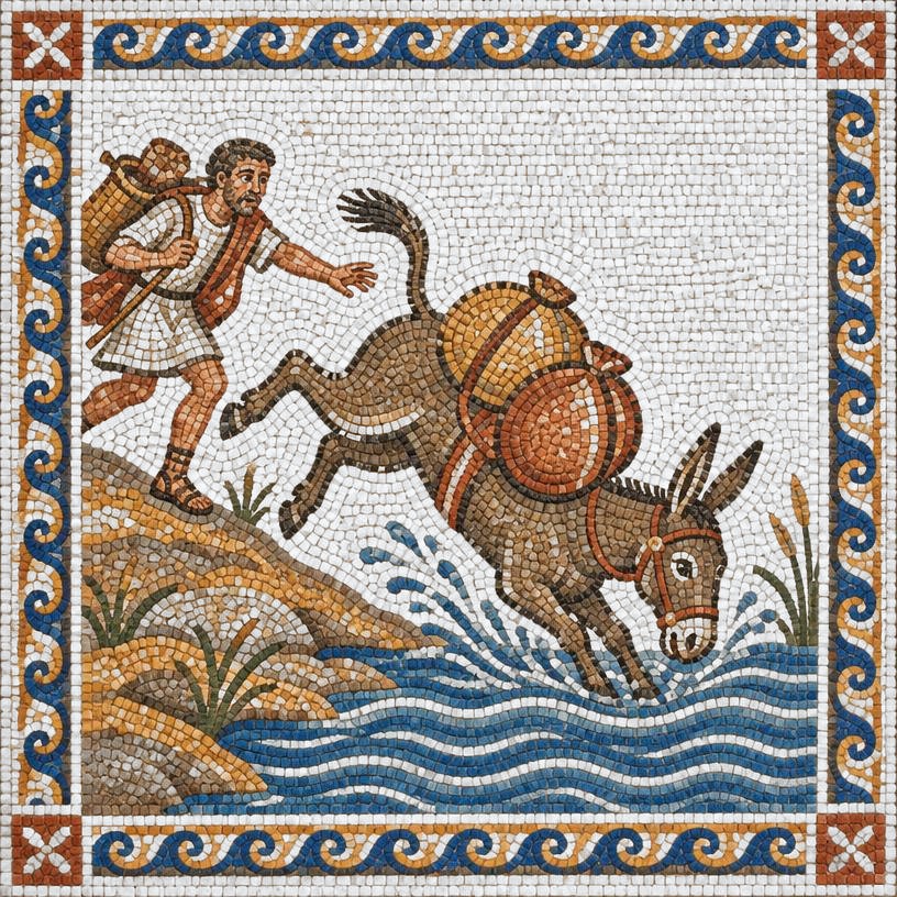 Mosaic of The Salt Merchant and His Ass