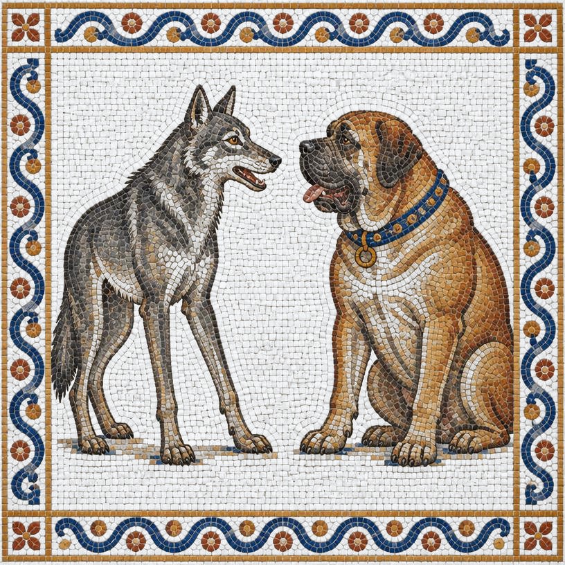 Mosaic of The Wolf and the Housedog