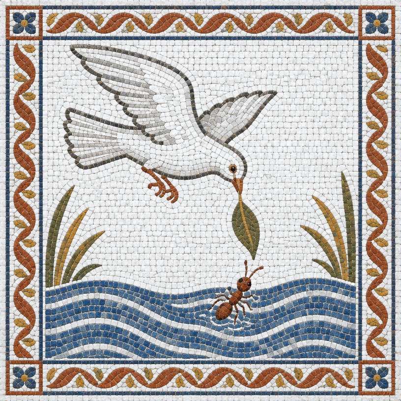 Mosaic of The Ant and the Dove