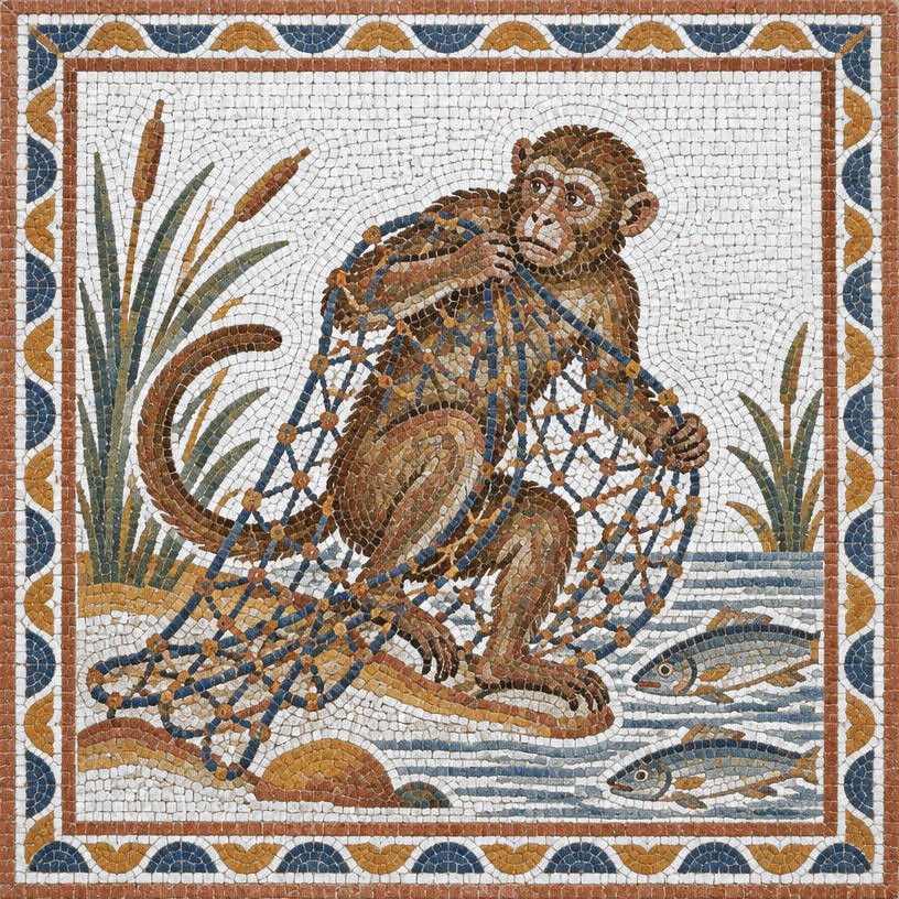 Mosaic of The Monkey and the Fishermen