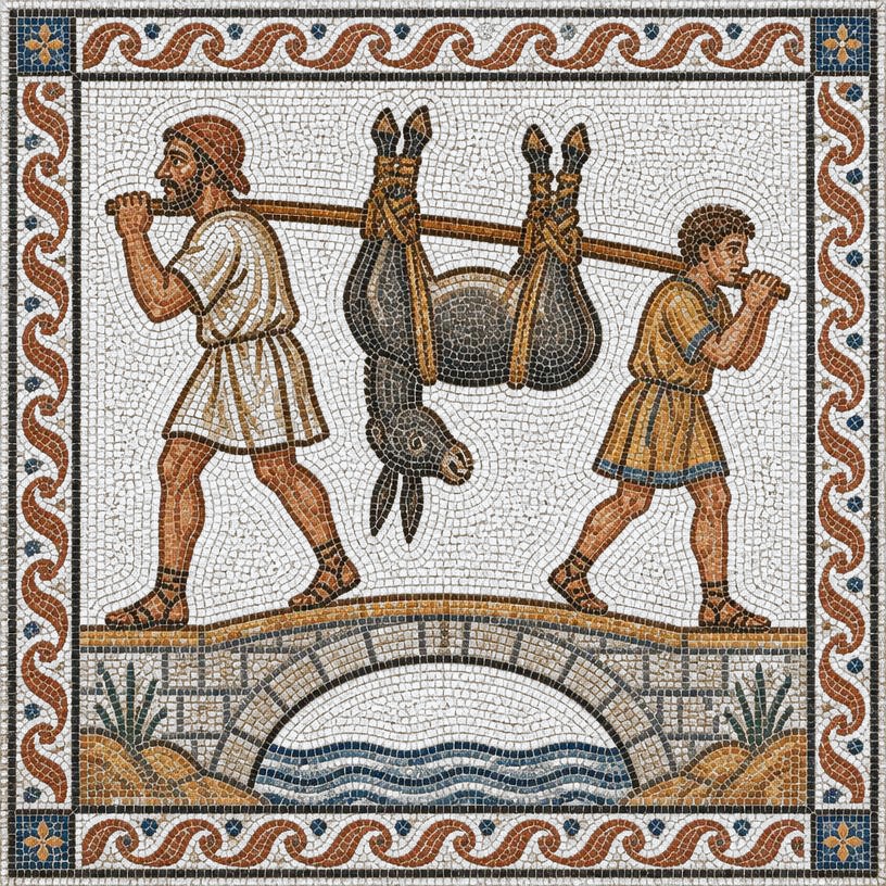 Mosaic of The Miller, His Son, and Their Ass