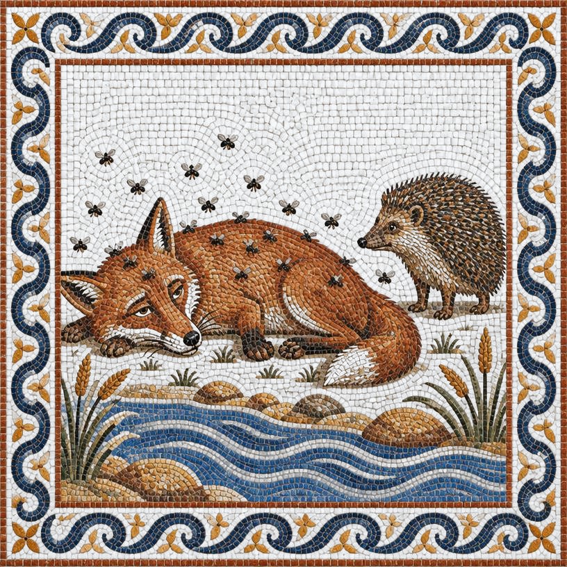 Mosaic of The Fox and the Hedgehog