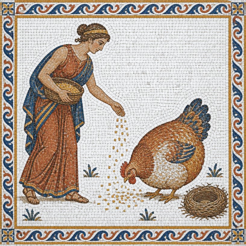 Mosaic of The Woman and Her Hen