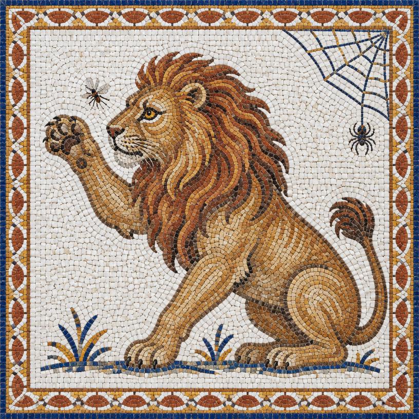 Mosaic of The Gnat and the Lion