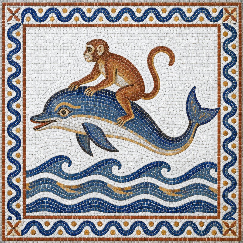 Mosaic of The Monkey and the Dolphin