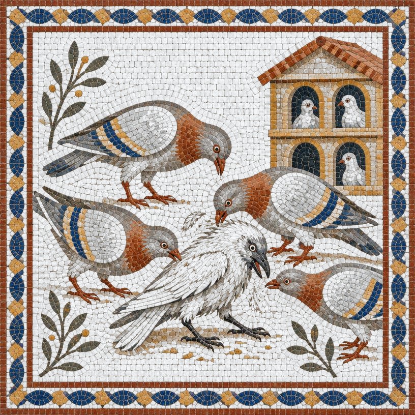 Mosaic of The Jackdaw and the Doves