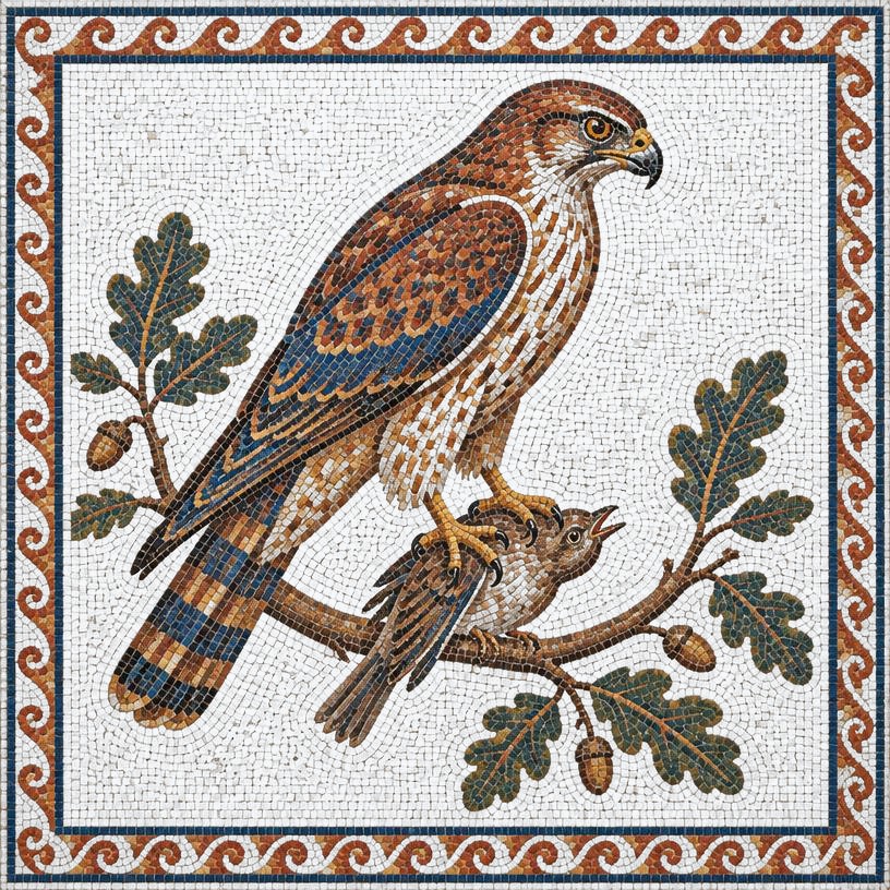 Mosaic of The Hawk and the Nightingale