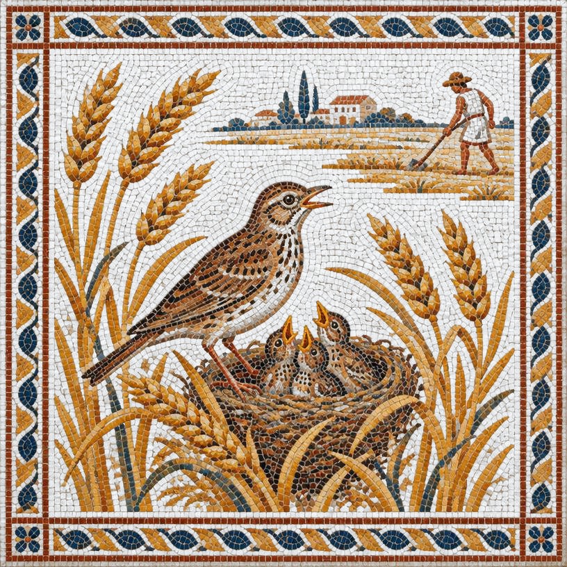 Mosaic of The Lark and Her Young Ones