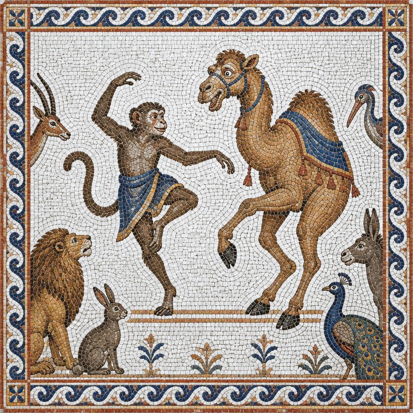 Mosaic of The Monkey and the Camel