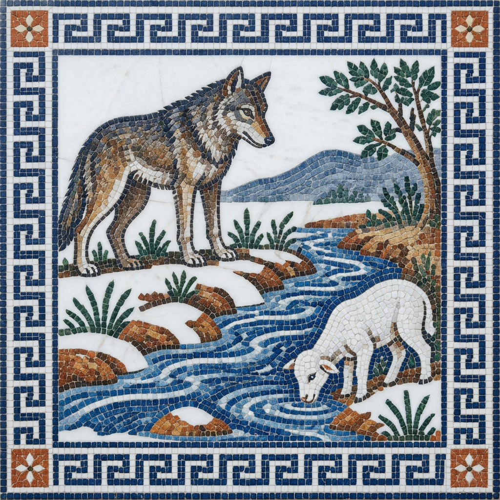 Mosaic of The Wolf and the Lamb